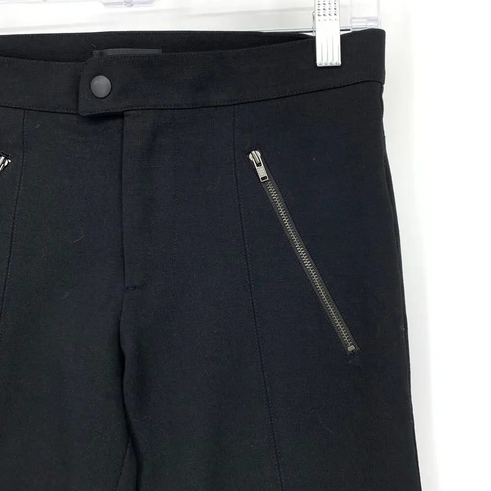 J. Crew Pixie Ponte Skinny Pant Womens Size 2 Zipper Details Black Snap Front